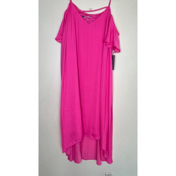 Jennifer Lopez Pink cold shoulder strappy sundress 1X  New - Picture 10 of 11